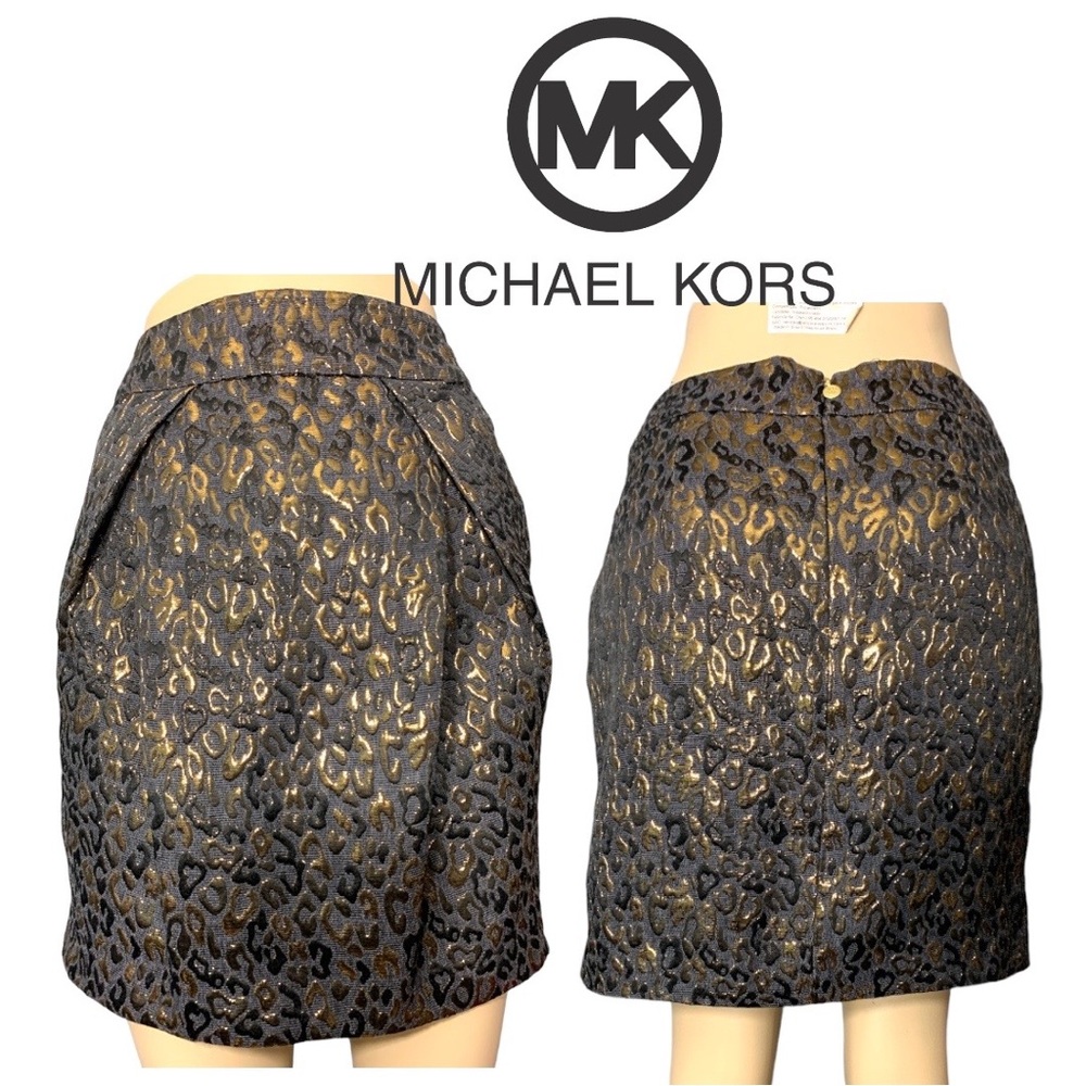 Gorgeous Michael KORS Gold and Black Luxury Skirt Size 6